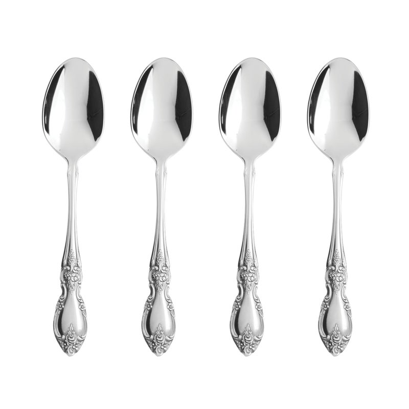 Oneida Louisiana 4-Piece Fine Teaspoons Set, 18/8 Stainless Steel Teaspoon Set, Service For 4, Dishwasher Safe, Small Spoons, Silverware, Mirror Finish, Utensils, Flatware, Tableware (Silver, 4 Piece) - Image 1